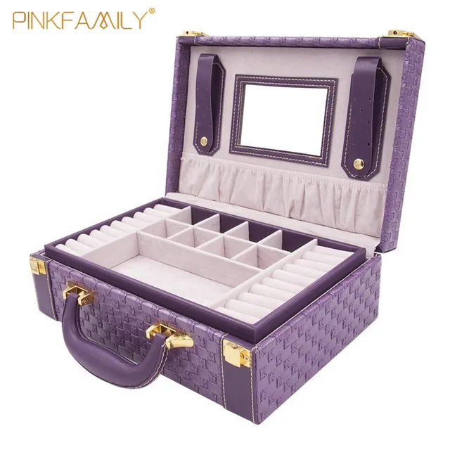 woven leather jewelry box gift box with handle for ladys