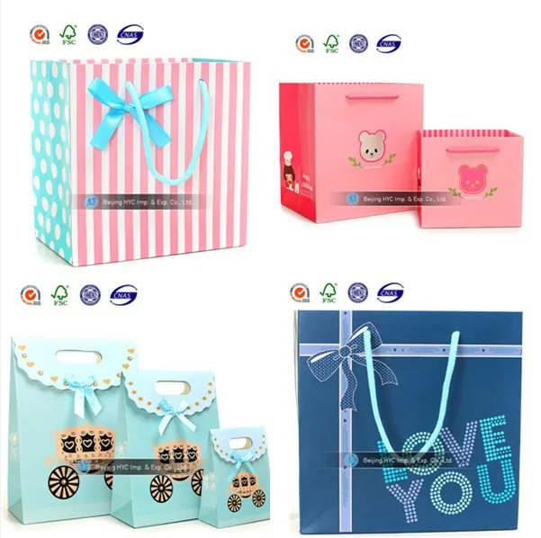 customed little bear paper gift bag printing