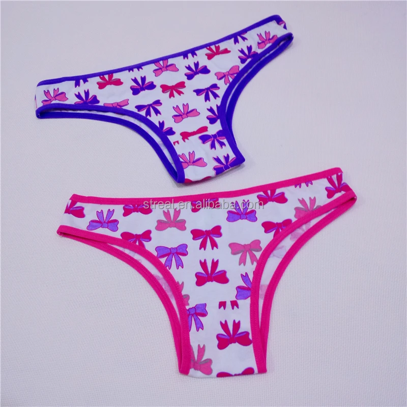 Children lovely panty flower printed thongs comfortable underwear for kids