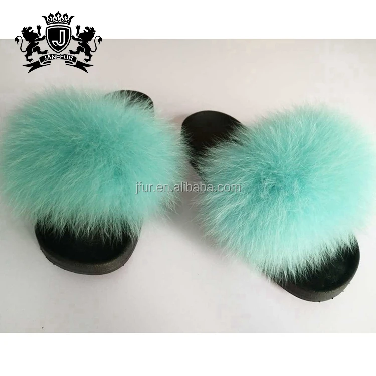 Popular New Design Rubber Winter Bedroom Shoes Fox Fur Slippers