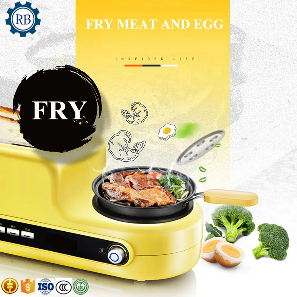 3 In 1 Electric Breakfast Machine Multifunction Coffee maker frying pan mini ove