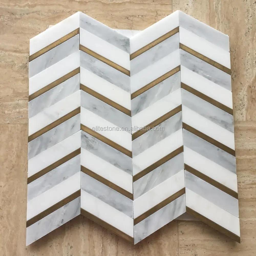 Statuario White Marble Stone Water Jet Mosaic Tiles