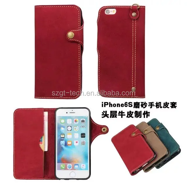mobile phone accessories leather handy case for iphone 7plus 8 plus flip case with hand loop