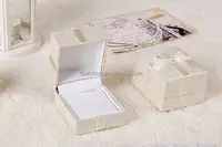 custom logo printed white gift ring box with ribbon for sale