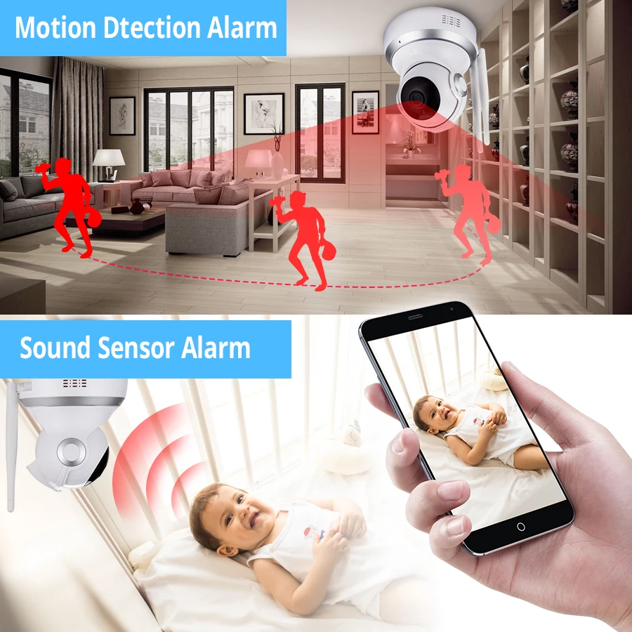 sound alarm motion detection cloud ip camera