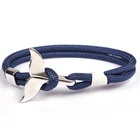 New designs hot sale handmade nylon black/silver/gold Axe hook bracelet men jewelry anchor bracelet