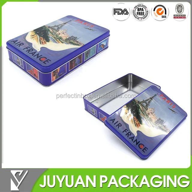 square aluminum custom metal tin boxes manufacturer for gift