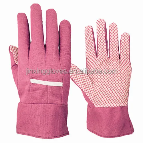 Household pink pvc dotted palm garden gloves