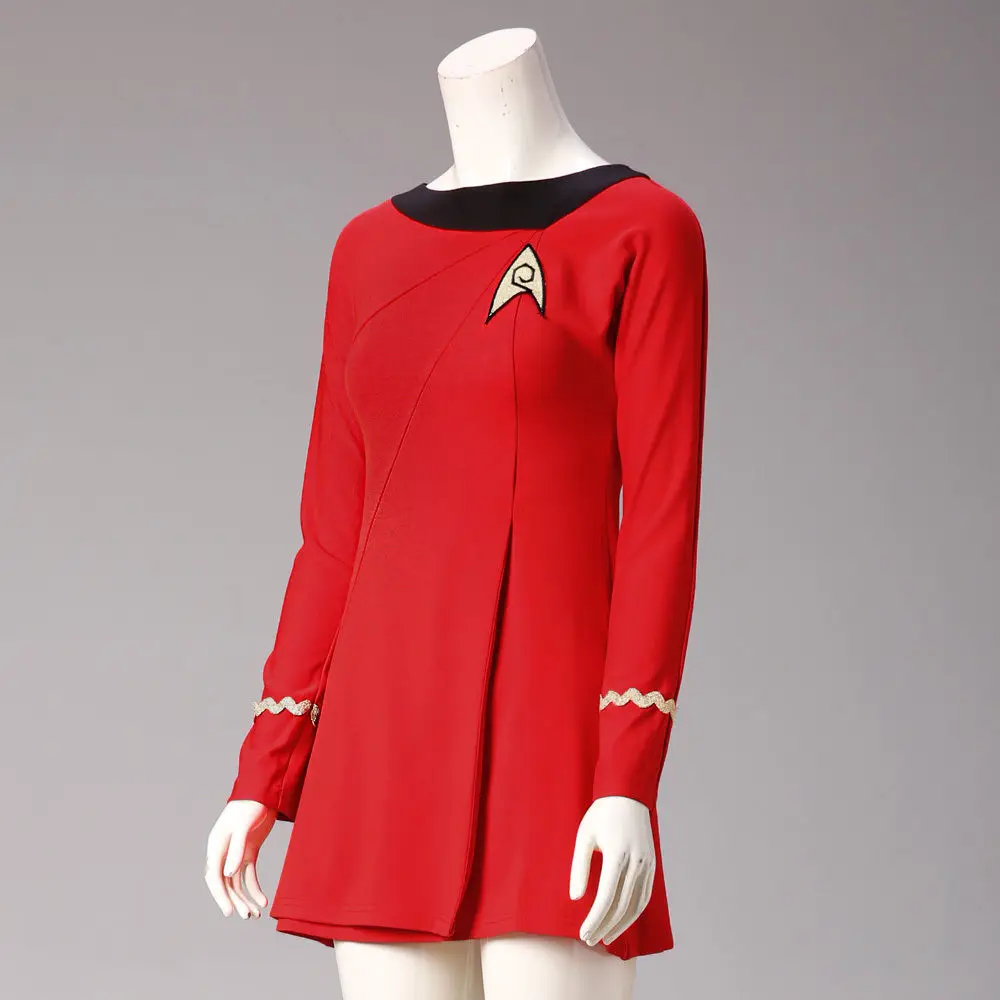 Classic Star Trek Female Duty TOS Red Uniform Dress Halloween Costume Adult New