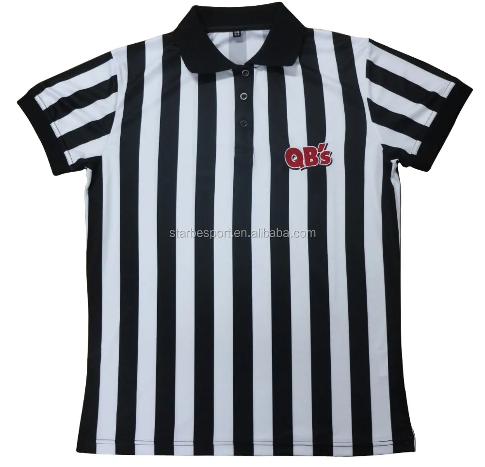 Black and White Football Referee Jersey with customized logo