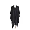Knit Shawl Wrap for Women ladies fringe knitted plain color poncho scarves shawls