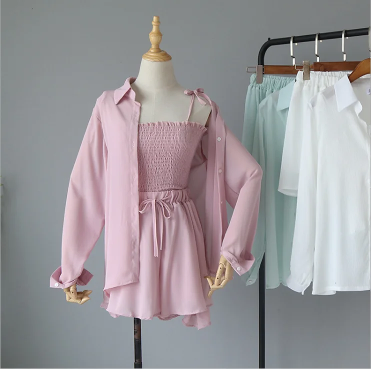 zm70343a 2019 Aliexpress hot selling summer new fashion pure color chiffon three-piece suit of lady, White, pink, green
zm70343a 2019 Aliexpress hot selling summer new fashion pure color chiffon three-piece suit of lady, White, pink, green
