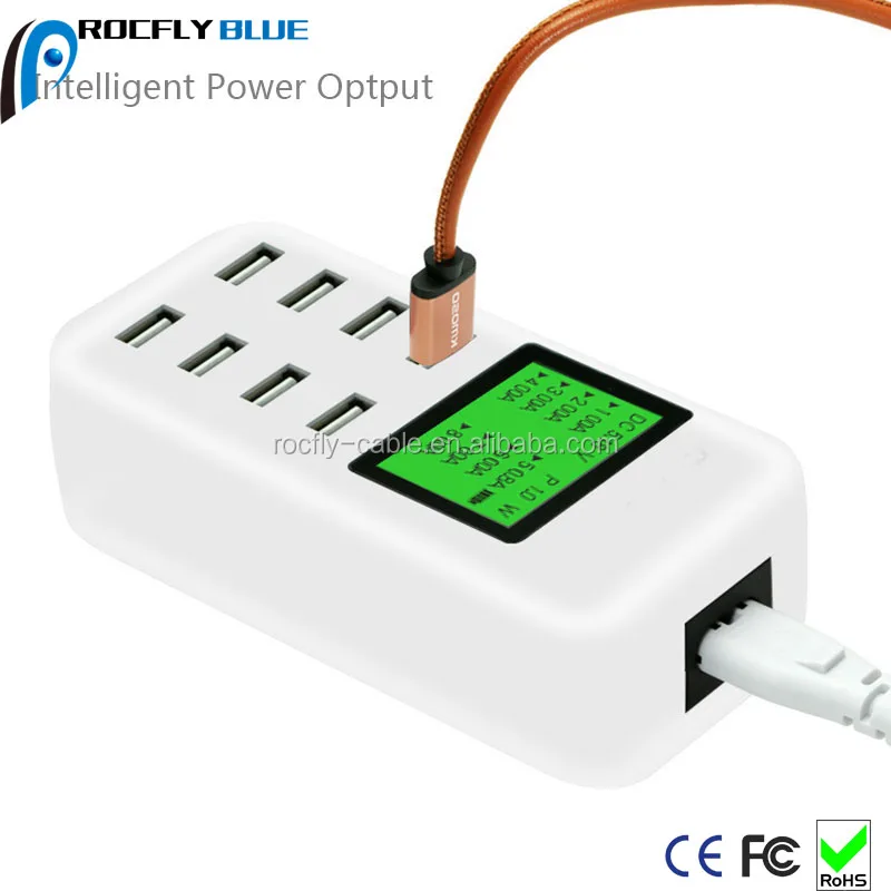 Rocfly 8 Port Smart USB Charger Hub with LCD 40W Multi-Port USB Charging Station USB Wall Travel Charger for Smartphone Tablets - ANKUX Tech Co., Ltd