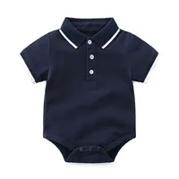 

Infant Jumpsuit Solid Cotton Girls Clothing Short Sleeve polo shirts Newborn baby romper gentleman baby boy romper