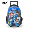 New fashion blue ben 10 school bag on wheels for boys