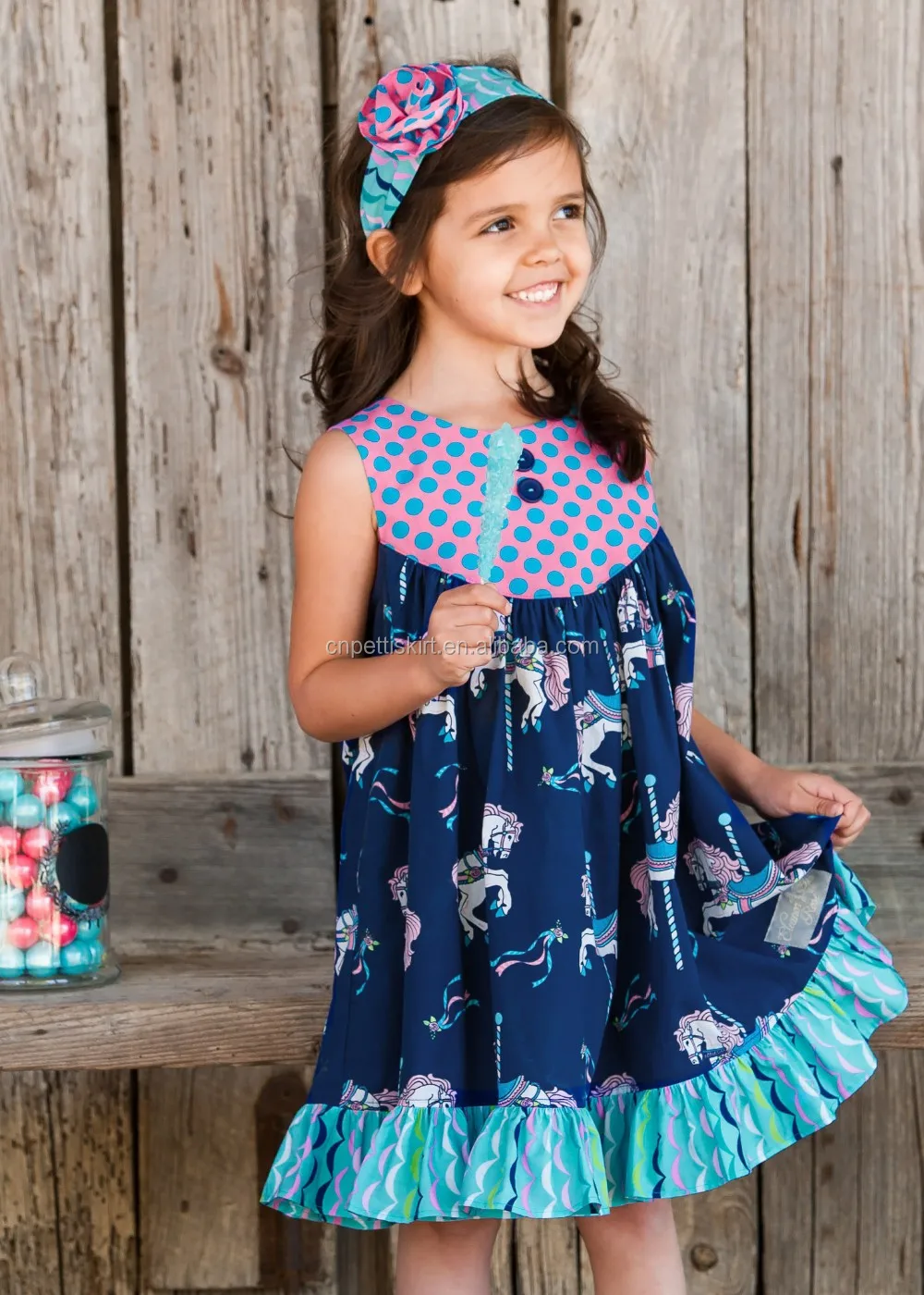 2017 New Arrival Purple Polkadot Summer Girl Dress Best Selling Leisure