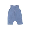 Toddler Blue Sleeveless Snap Buttons Baby Boys Romper Solid Summer Romper