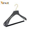 High quality luxury gold hook wooden suit clothes hanger with velvet bar