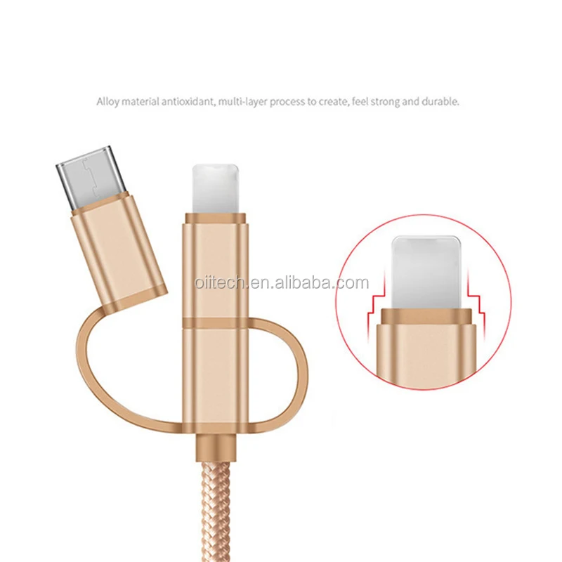 High quality nylon braided 3 in 1 multi usb data cables charging cable and sync data - ANKUX.COM