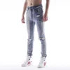 DiZNEW famous brand slim fit men jean pants scratch washed skinny jeans