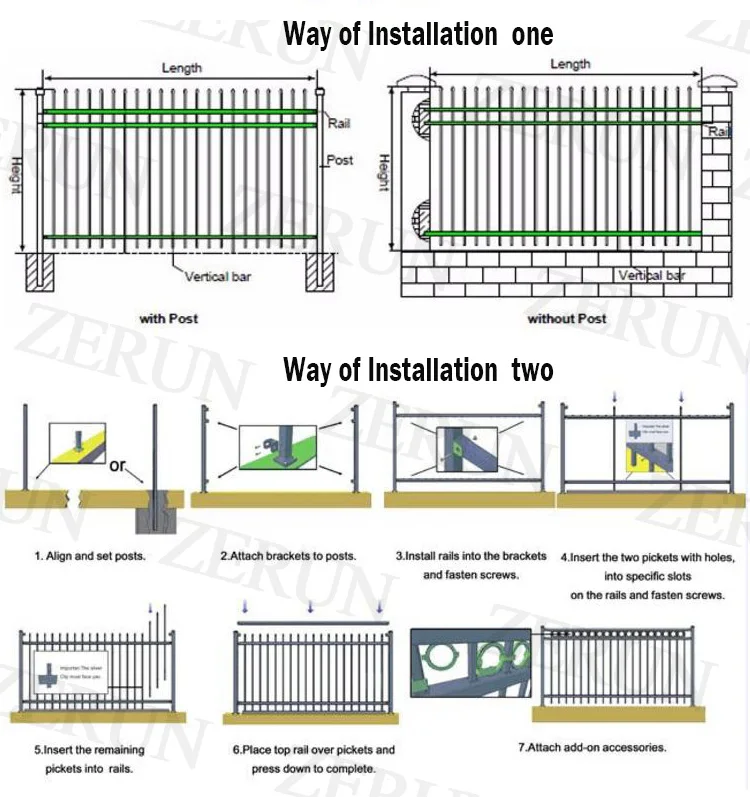 2018 New Design Cheap Wrought Iron powder coated Picket Fence Panel