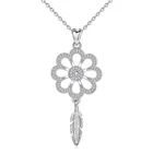 Forever luck feather Flowers 925 silver chain womens best friend necklaces