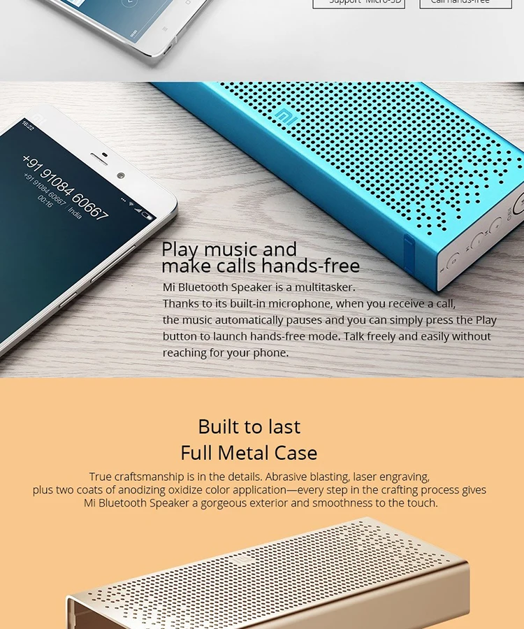 Global Version Xiaomi Square Bluetooth Speaker Wireless Portable MP5 / MP3 Player / Handsfree for Mobile Phone for Call - ANKUX.COM