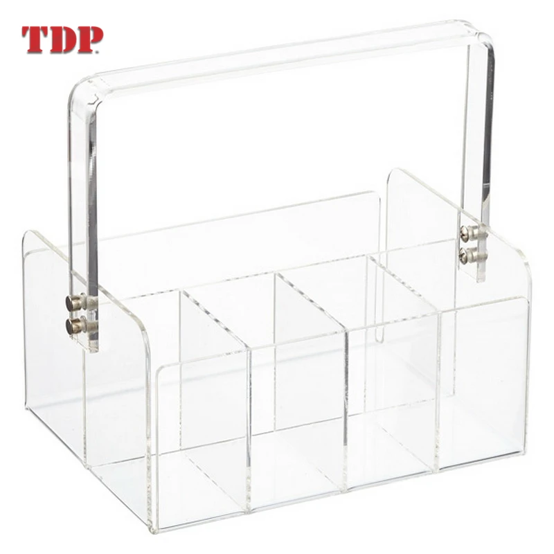 Home Decoration 5-Section Clear Tableware Bathroom Makeup Basket Storage Box Acrylic Tote