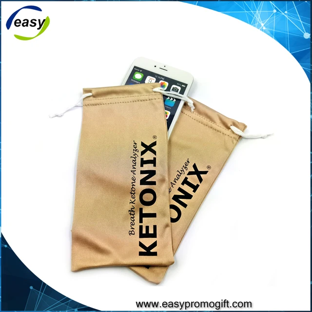 quality portable colorful microfiber drawstring cell phone bag