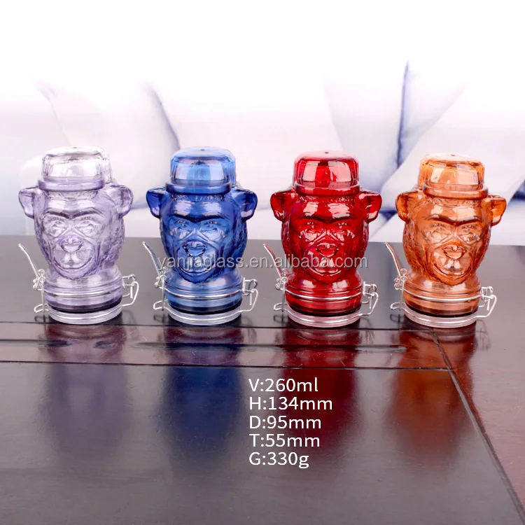 Customized Fancy 100ml 260ml orangutans head shaped glass storage jar with clip lid