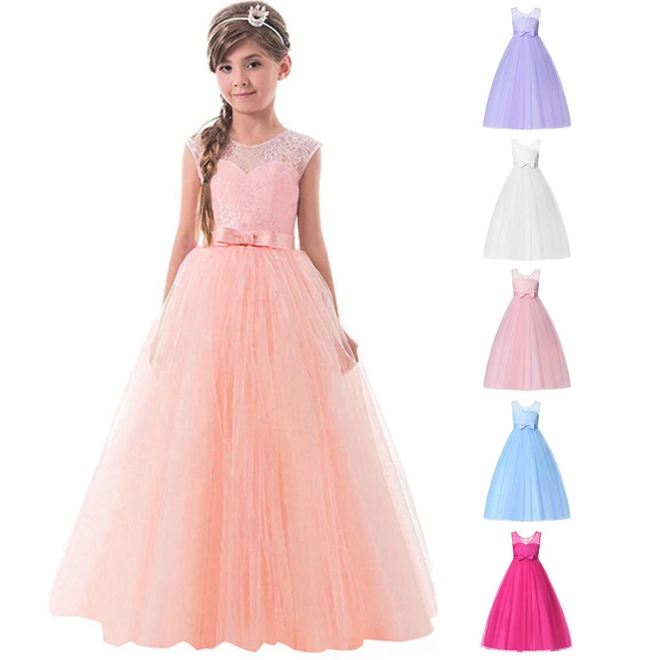 

Kids Girls Evening Party Dress Children Princess Party Long Dresses Flower Elegant Pageant Formal Gown for Girl Wedding Dress, As picture