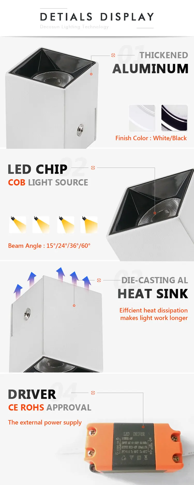 3W 210LM modern linear batten cob light office lighting fixture