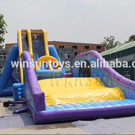 2016 Exciting giant drop kick inflatable water slide for sale