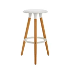 Elegant design modern plastic seat wooden legs bar stool high chair with footrest