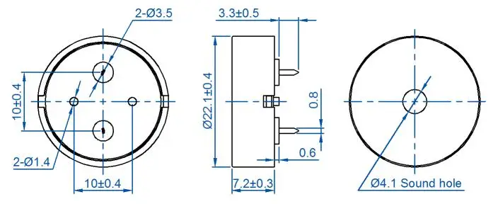 22mm 4KHz automatic production piezo buzzer for air condition piezo transducer