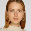 Kaimei fashion 2019 new fashion gold jewelry leopard brown geometric earring vintage statement drop earrings for women jewelry