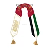 High Quality UAE gold lurex embroidery Qatar Flag scarf Qatar UAE National Day scarf
