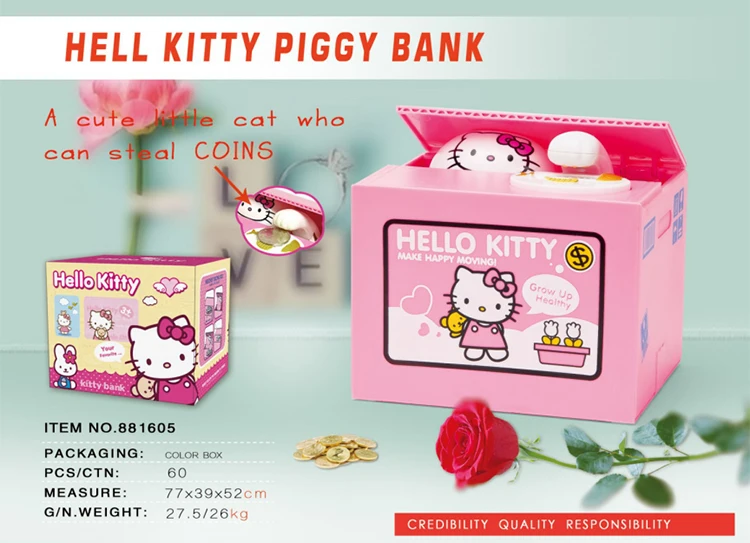 hello kitty piggy bank kids saving money box toy