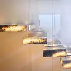Glass Staircase Straight LED Light Stairs Design