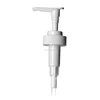 White PP 28-410 ribbed skirt down-lock saddle head dispensing pump with 7.638 inch dip tube (1.8 cc output)2