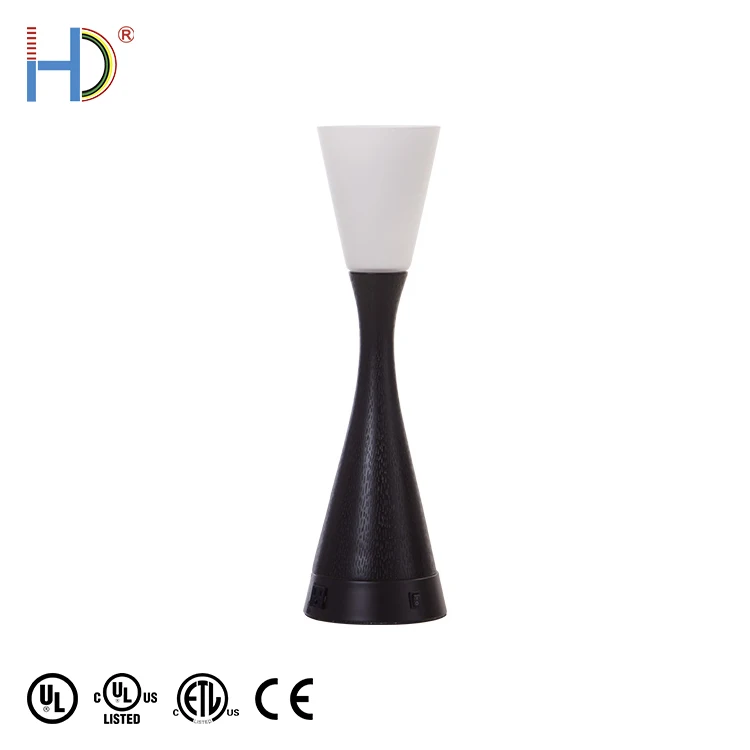 Hotel Art Deco Gu24 Socket Brown Polyresin White Glass Shade Table Lamp With Base Switch