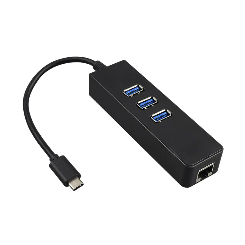 RJC3035 4in1 Black Usb 3.1Type C to USB3.0x3 ports Rj45 support 1000M hub Adapter converter, Mix color gold silver aluminum black white pvc shell cover
RJC3035 4in1 Black Usb 3.1Type C to USB3.0x3 ports Rj45 support 1000M hub Adapter converter, Mix color gold silver aluminum black white pvc shell cover