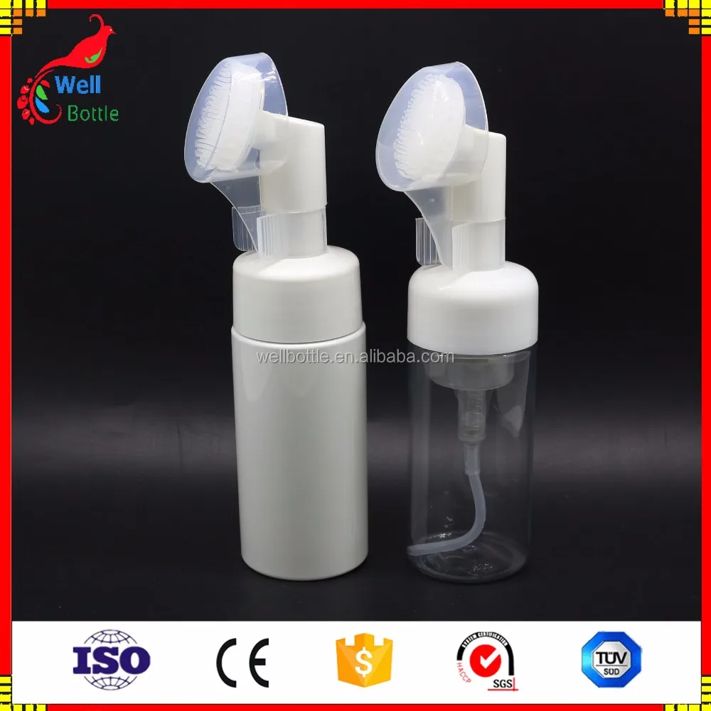 43mm PET 120ml 150ml Plastic Foam Pump clear Bottle With Silicone Brush FB-002Z