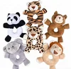 Plush Animal Panda Baby Rattles educational toy /cartoon lion bear animal plush stuffed toys