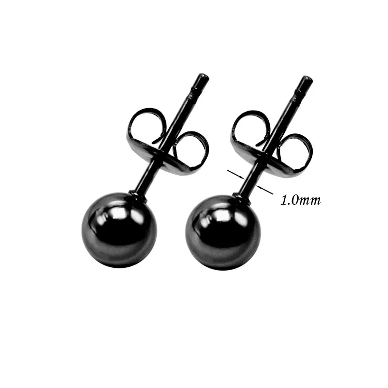 1Pair Fashion Men's Stud Earrings Simple Small Ball Ear Studs For Women Stainless Steel Silver Black Rose Gold Rainbow 3-8mm New 4