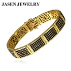 Jewelry Diamond Bracelet JASEN JEWELRY Diamond Pave Wrist Bracelet For Men Silver Brand Jewelry