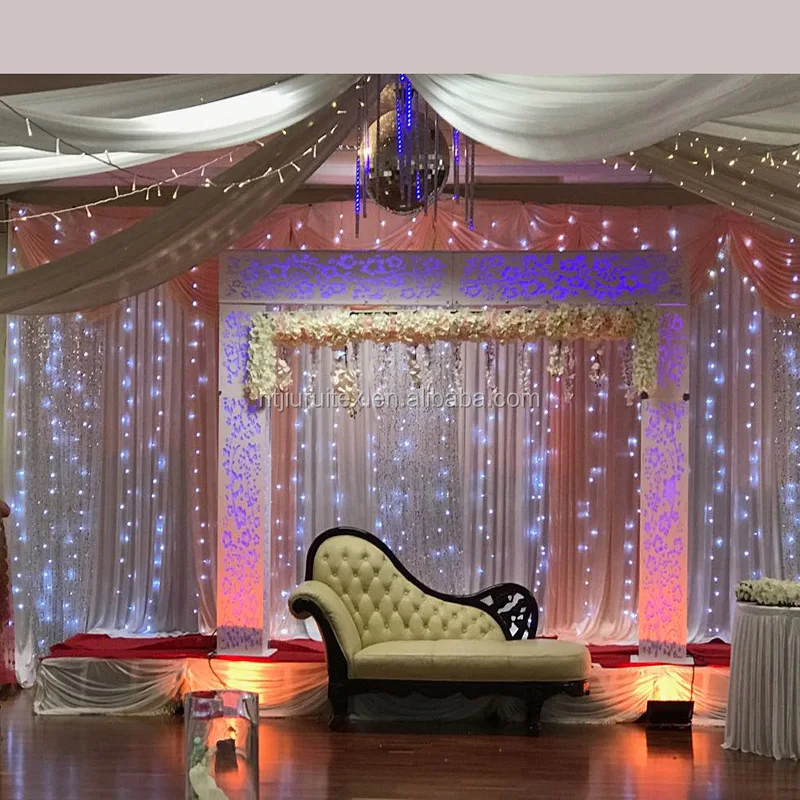 Hot Sell Very Popular Backdrop , Table Skirt , Ceiling Drape Led Light Wedding Party Decoration