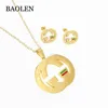 Fashionable Enamel Pendant Earring Set Rhinestone Best Gold Jewelry For Gifts And Souvenirs