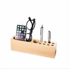 Log desktop office receiving base wooden card box pen holder
