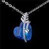 Cheap Price Rhodium Plated Blue Crystal Necklaces Jewelery For Girls